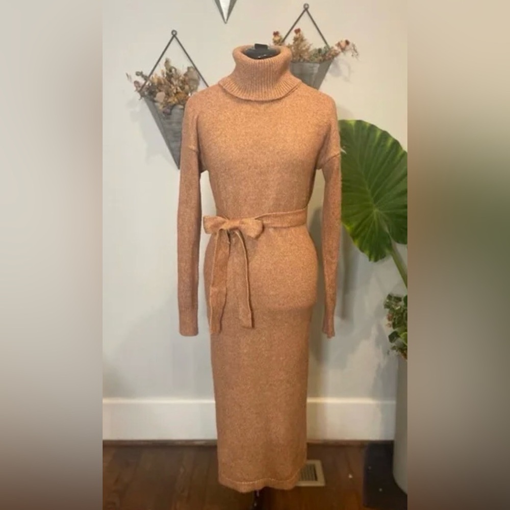 Rachel Zoe Tan Long Sleeve Sweater Dress